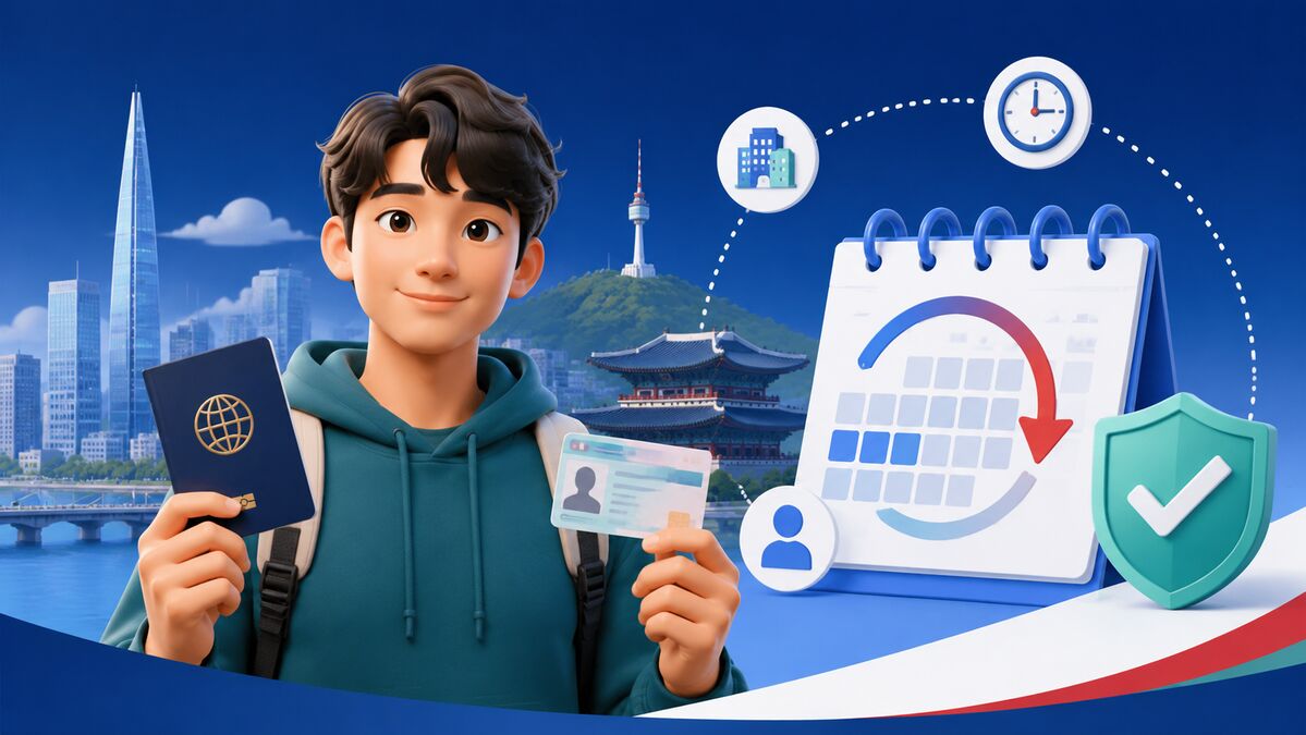 Foreign resident preparing a passport and documents for registration in Korea