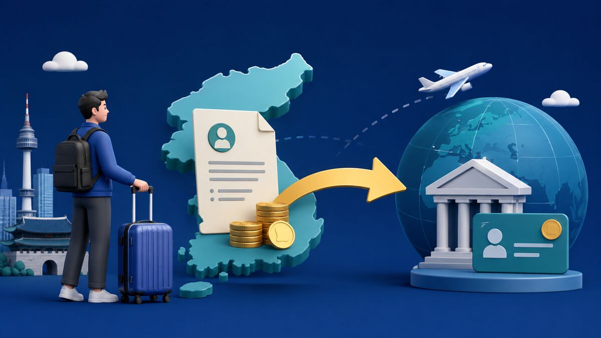 Foreign worker preparing pension refund documents before leaving Korea